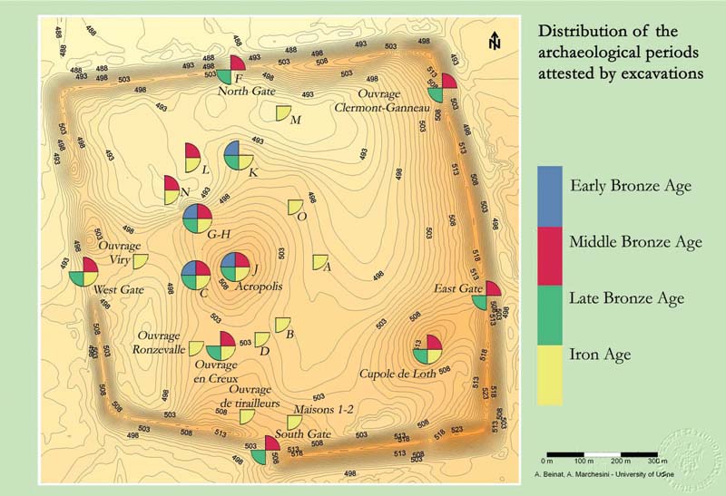 Qatna_ArchaelogicalPeriods.jpg - Distribution of the archaeological periods attested by excavations, Qatna, Syria
